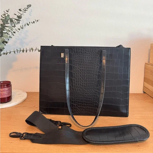 Beis | The Large Work Tote | Black Croc - Picture 8 of 17